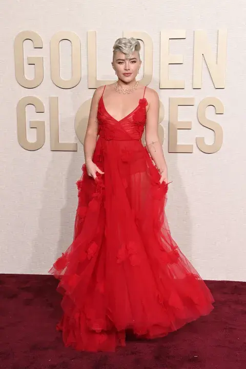 Florence Pugh en la alfombra roja de los Golden Globes 2024. Florence Pugh en la alfombra roja de los Golden Globes 2024.