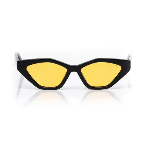 Gafas de marco geométrico con cristal amarillo.
