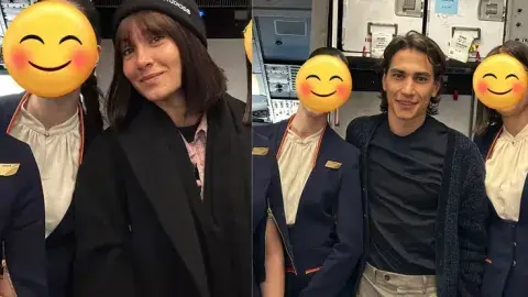 Aitana y Enzo con la tripulación del vuelo de Madrid a París. Aitana y Enzo con la tripulación del vuelo de Madrid a París.