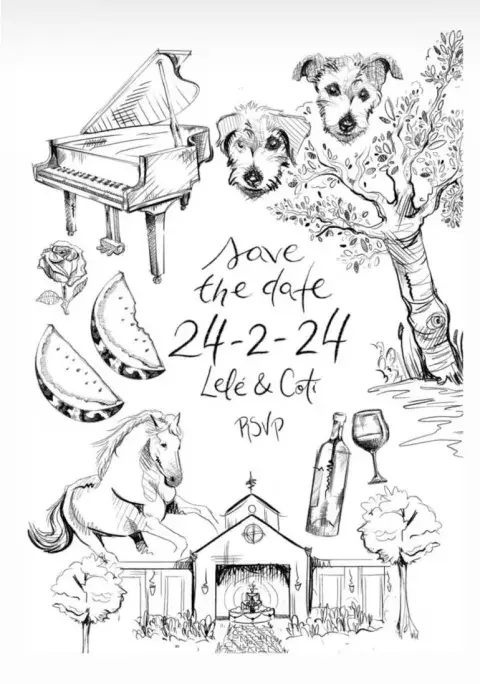 La invitación a la boda de Cande Tinelli. La invitación a la boda de Cande Tinelli.