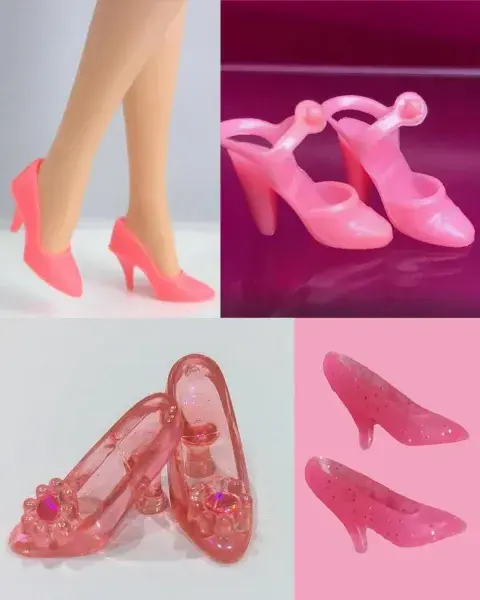 Los zapatos de la muñeca Barbie usados como inspiración para las uñas de Margot Robbie. Los zapatos de la muñeca Barbie usados como inspiración para las uñas de Margot Robbie.