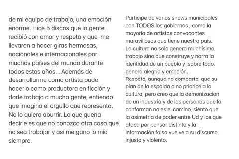 En su posteo, Lali habla de su carrera en la industria del entretenimiento. En su posteo, Lali habla de su carrera en la industria del entretenimiento.