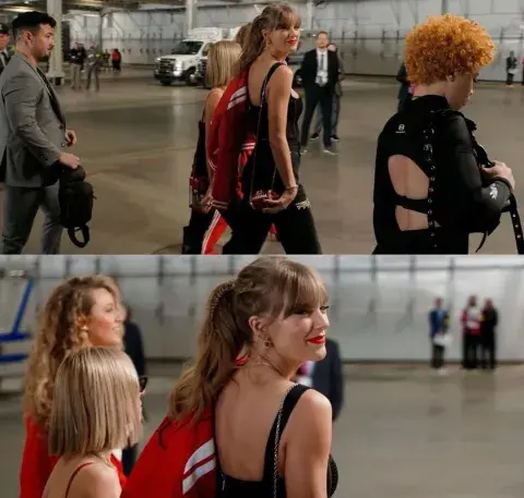 Taylor Swift entrando al estadio, previo al inicio del Super Bowl.