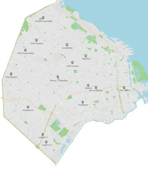 El mapa con los corsos del Carnaval 2024 en Buenos Aires.