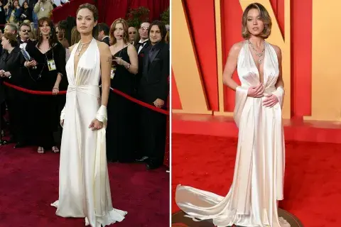 De satén blanco, el vestido es un diseño de Marc Bouwer. De satén blanco, el vestido es un diseño de Marc Bouwer.