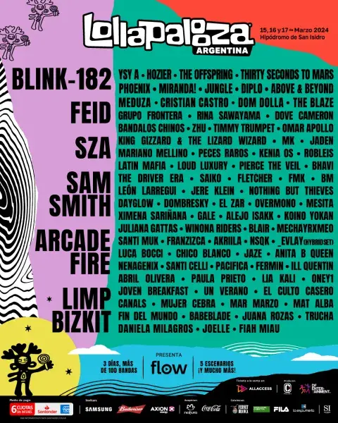 Line up del Lollapalooza Argentina 2024. Line up del Lollapalooza Argentina 2024.
