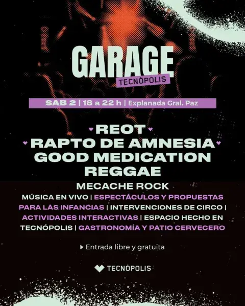 Line up de Garage Tecópolis para el sábado 2 de marzo de 2024.