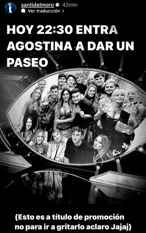 El posteo de Santiago del Moro anticipando el regreso de Agostina a Gran Hermano. El posteo de Santiago del Moro anticipando el regreso de Agostina a Gran Hermano.