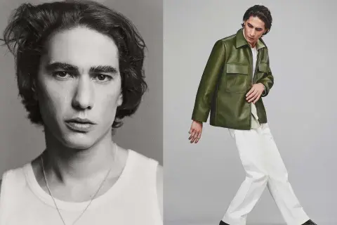 En la campaña se lo puede ver luciendo suéteres de punto, pantalones sastre, remeras básicas, abrigos de piel y camperas XL En la campaña se lo puede ver luciendo suéteres de punto, pantalones sastre, remeras básicas, abrigos de piel y camperas XL