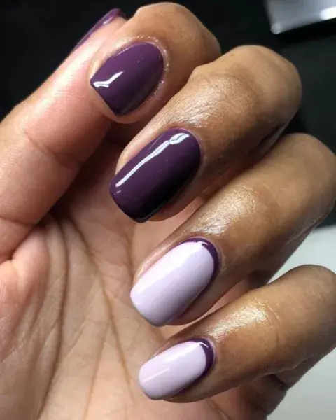 Las frame nails son otro diseño muy divertido para probar con dos tonos de violeta. Las frame nails son otro diseño muy divertido para probar con dos tonos de violeta.