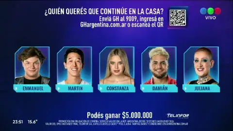 Placa de nominados de Gran Hermano.