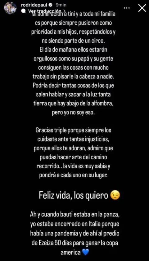El descargo de Rodrigo De Paul tras el lanzamiento de Ni de ti, la canción de Tini Stoessel. El descargo de Rodrigo De Paul tras el lanzamiento de Ni de ti, la canción de Tini Stoessel.
