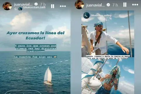 Juana y su pareja cruzaron la línea del Ecuador y en ése preciso momento fue que la pareja tuvo que realizar un ritual milenario Juana y su pareja cruzaron la línea del Ecuador y en ése preciso momento fue que la pareja tuvo que realizar un ritual milenario