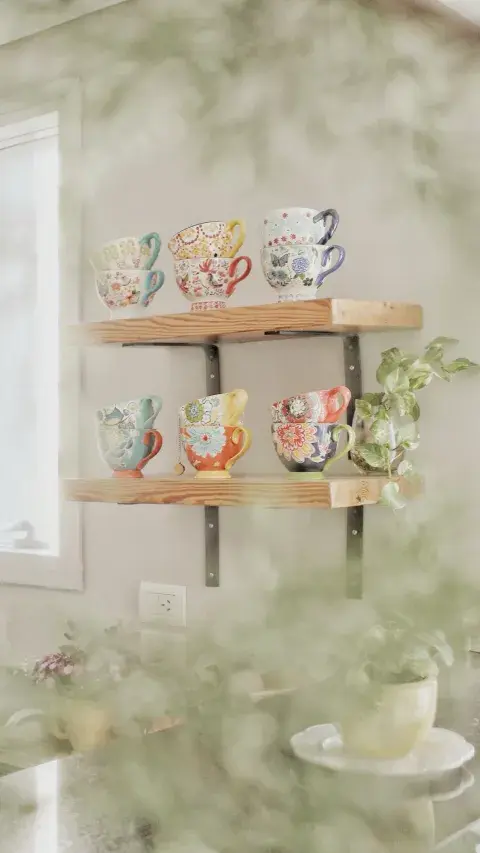Su colección de tazas muy coquette. Su colección de tazas muy coquette.