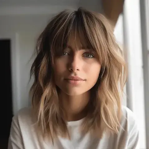 Podés llevar este flequillo con un corte shaggy, en capas, bien descontracturado. Podés llevar este flequillo con un corte shaggy, en capas, bien descontracturado.
