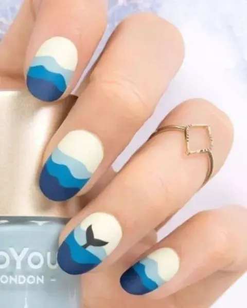 En un plan más caricatura, creas un perfil de mar con diferentes tonos de azules. En un plan más caricatura, creas un perfil de mar con diferentes tonos de azules.