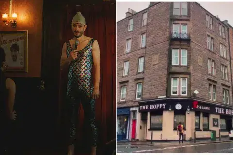 The Hoppy, en Edimburgo, es la locación en donde se filmó la secuencia del Festival de Comedia. The Hoppy, en Edimburgo, es la locación en donde se filmó la secuencia del Festival de Comedia.