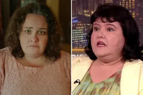 Ficción y realidad: Martha de Bebé reno y la persona real que la inspiró, Fiona Harvey. Ficción y realidad: Martha de Bebé reno y la persona real que la inspiró, Fiona Harvey.