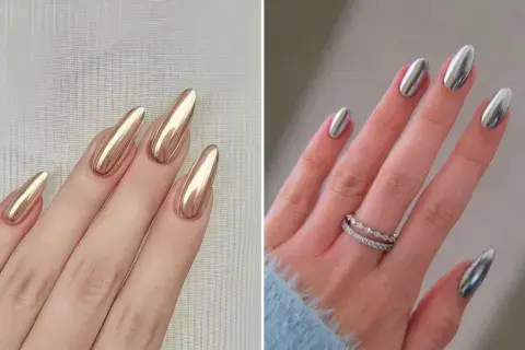 Diseños de uñas metalizadas.