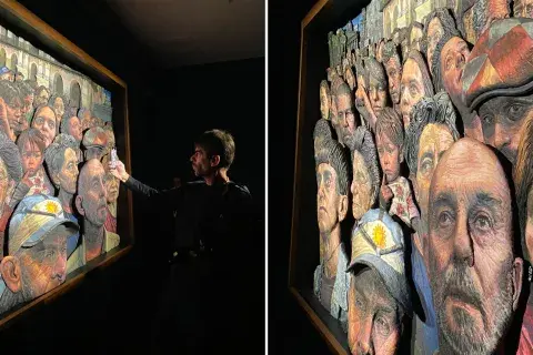 La obra es un altorrelieve con figuras esculpidas y pintadas en plastilina La obra es un altorrelieve con figuras esculpidas y pintadas en plastilina