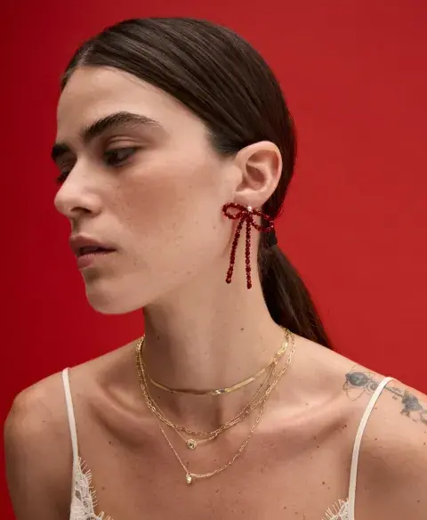 Aros Coquette, de plata y cristal de roca. Aros Coquette, de plata y cristal de roca.