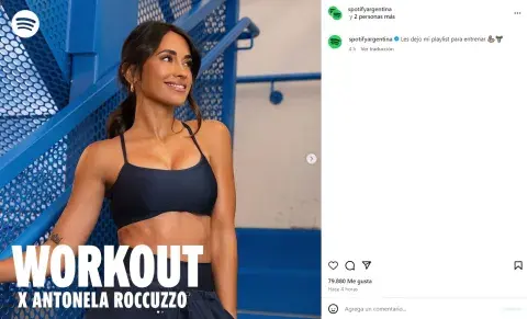 El posteo de Antonela Roccuzzo anunciando su playlist en Spotify. El posteo de Antonela Roccuzzo anunciando su playlist en Spotify.