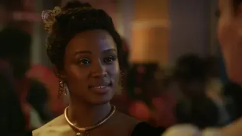 Masali Baduza como Michaela Stirling, el personaje que aparece en el final de la temporada 3 de Bridgerton. Masali Baduza como Michaela Stirling, el personaje que aparece en el final de la temporada 3 de Bridgerton.