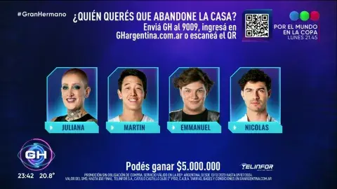 Placa de nominados de Gran Hermano. Placa de nominados de Gran Hermano.