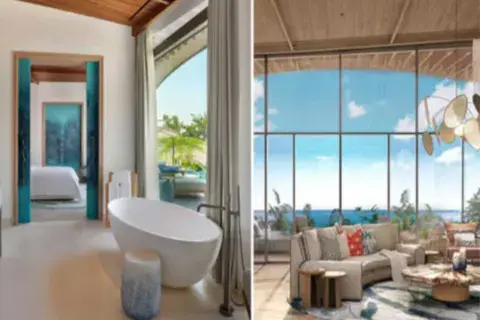  En las imágenes se puede observar que su nueva casa tiene grandes ventanales, una gran piscina que conecta con la playa y amplios sillones para descansar al aire libre