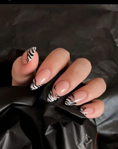 Diseño de zebra sobre las clásicas francesitas blancas. Diseño de zebra sobre las clásicas francesitas blancas.