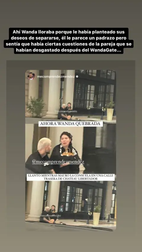 La imagen de Wanda Nara llorando al discutir con Mauro Icardi antes de la separación. La imagen de Wanda Nara llorando al discutir con Mauro Icardi antes de la separación.