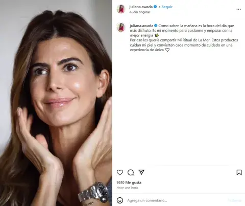 El posteo donde Juliana Awada comparte su ritual de belleza. El posteo donde Juliana Awada comparte su ritual de belleza.