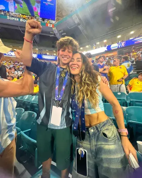 Jimena Barón y su hijo Momo en la final de la Copa América 2024. Jimena Barón y su hijo Momo en la final de la Copa América 2024.