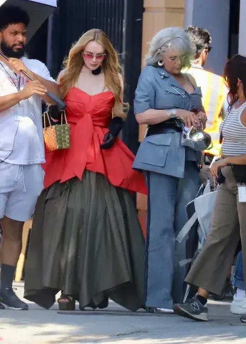 Foto de Lindsay Lohan y Jamie Lee Curtis en el set de Un viernes de locos 2.