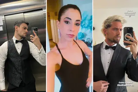 Agus Bernasconi, Mariel Percossi y Maxi Espindola en la boda de Oriana Sabatini y Paulo Dybala. Agus Bernasconi, Mariel Percossi y Maxi Espindola en la boda de Oriana Sabatini y Paulo Dybala.
