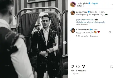 Paulo Dybala muestra su traje de boda en Instagram. Paulo Dybala muestra su traje de boda en Instagram.