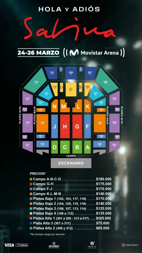 Plano del Movistar Arena Plano del Movistar Arena