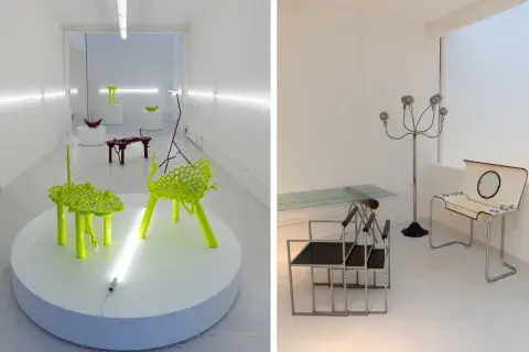 Conviven las piezas antiguas de colección con las obras de Bondi que se trabajan con una técnica innovadora que da volumen a la pintura Conviven las piezas antiguas de colección con las obras de Bondi que se trabajan con una técnica innovadora que da volumen a la pintura
