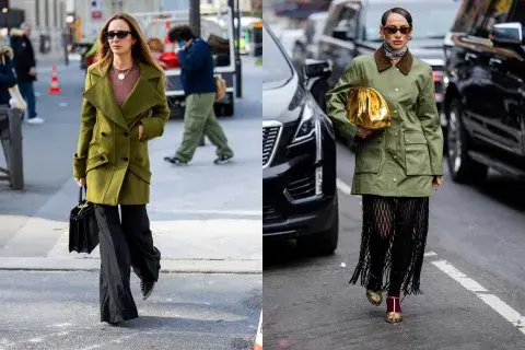 El verde oliva se lleva en camisas, remeras, faldas, pantalones y abrigos de todo tipo El verde oliva se lleva en camisas, remeras, faldas, pantalones y abrigos de todo tipo