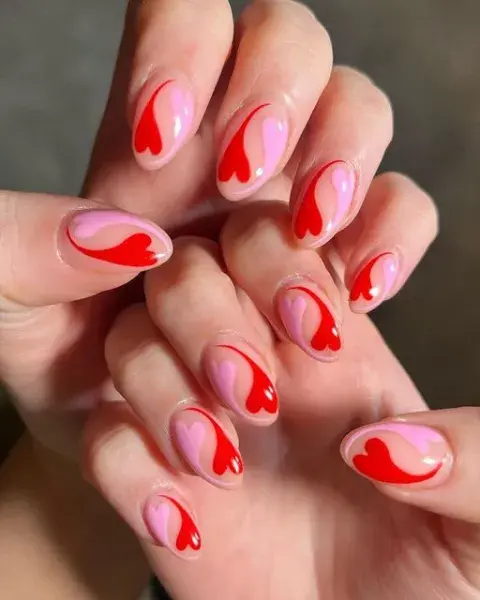 diseño de uñas rosas y rojas diseño de uñas rosas y rojas