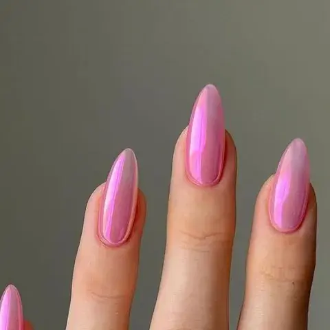 uñas rosas tornasolado