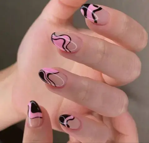 diseño de uñas rosas y negras diseño de uñas rosas y negras