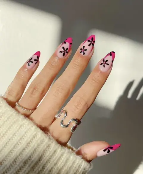diseño de uñas rosas y negras diseño de uñas rosas y negras
