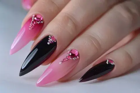 uñas rosas y negras uñas rosas y negras