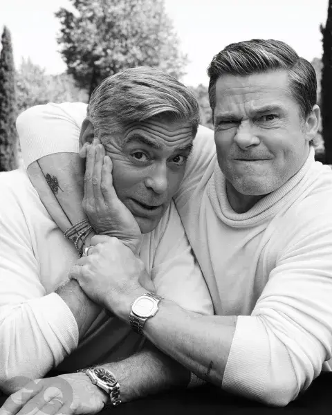 Brad Pitt y George Clooney en la sesión de fotos de GQ. Brad Pitt y George Clooney en la sesión de fotos de GQ.