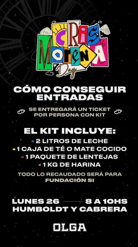 Banner de información entradas para el Cris Morena Day en OLGA. Banner de información entradas para el Cris Morena Day en OLGA.