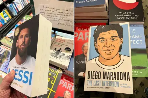 En la sección de libros sobre fútbol, Maradona y Messi tienen su lugarcito ganado.