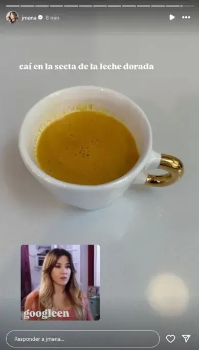 Jimena Barón compartió una story en Instagram con el descubrimiento de la leche dorada. Jimena Barón compartió una story en Instagram con el descubrimiento de la leche dorada.