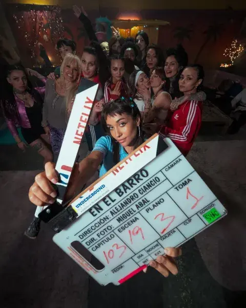 Imagen de María Becerra en el set de En el barro. Imagen de María Becerra en el set de En el barro.