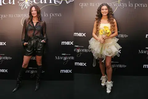Paula Chavez con un estilismo muy canchero sobre la red carpet y Morena Bianchi, la protagonista Paula Chavez con un estilismo muy canchero sobre la red carpet y Morena Bianchi, la protagonista